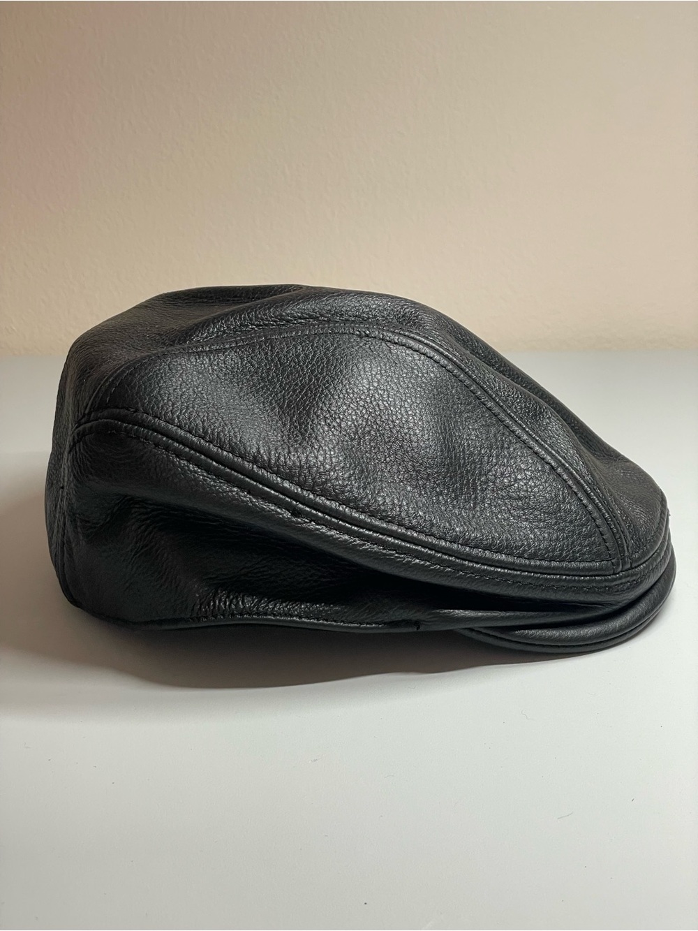 Scala Men's or Women’s Black 100% Leather Flat Cap Ivy Driving Hat L/XL
